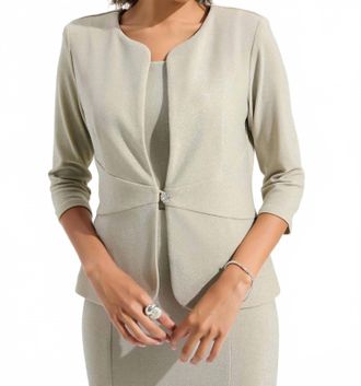 Joseph Ribkoff Sparkly 3/4 Sleeve Twin Set Jacket In Champagne