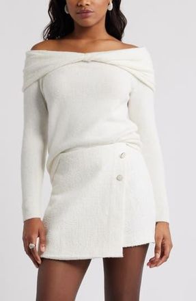 Open Edit Twisted Collar Sweater in Ivory at Nordstrom Rack, Size Xx-Small