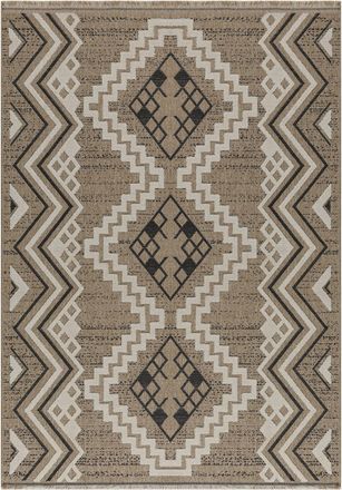 Nazar Rugs Alfombra interior/exterior aspecto yute negra &eacute;tnicos -120x170