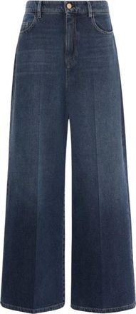 Max Mara Jeans, Dames, Blauw, M, Katoen, Smmelia Wijde Katoenen Denim Jeans