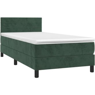 vidaXL Cama Box Spring Colch&oacute;n Y Led Terciopelo Verde Oscuro 80x200 Cm Vidaxl