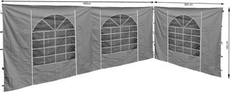 Quick-Star Quick-star - 2 Seitenteile Mit Pvc Fenster 300x193cm / 400x193cm F&uuml;r Pavillon Sahara 3x4m Seitenwand Grau