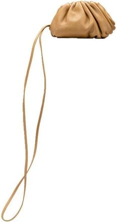 Bottega Veneta Pre-owned Clutches, female, Brown, Size: ONE SIZE Pre-owned Small Leather Pouch with Drawstring Closure and Braided Shoulder Strap