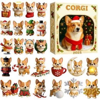OEM Calendario Dellavvento - Ornamento A Forma Di Cane In Acrilico 2d Come Portachiavi - 24 Giorni - Statuette Per Il Conto Alla Rovescia Di Natale - Per 
