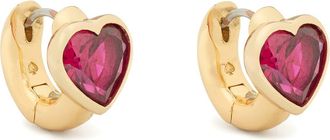 Kate Spade New York keep sparkling asscher cut huggie hoop earrings in Ruby/Gold at Nordstrom