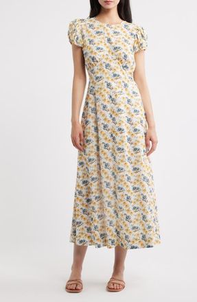 D&ocirc;en Rhodia Floral Organic Cotton Midi Dress in Narcissus Bloom at Nordstrom, Size Xx-Large