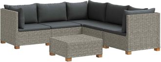 vidaXL 6 Uds. Conjunto De Lounge De Rat&aacute;n Con Cojines Gendt Gris Kubu Vidaxl