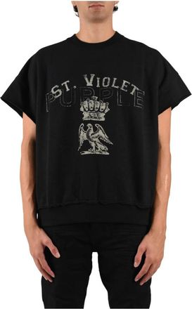 Purple St. Violet Crystals Muscle Tee - Heren - T-shirts - Zwart - XL - Katoen - Tops
