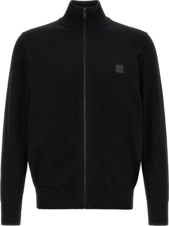 HUGO BOSS Kanozip_S Vest - Heren - Vesten - Zwart - S - Katoen - Truien & Vesten