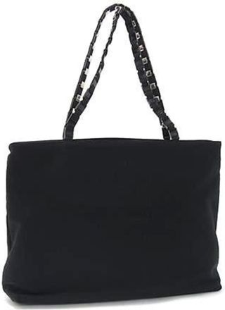 Ferragamo Vara Black Canvas Shoulder Bag Tote Bag (Pre-Owned)