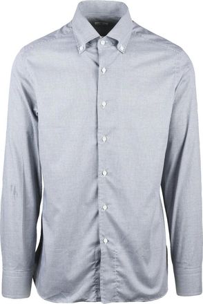 Sonrisa Tailored Grey Checkered Shirt With Button-Down Collar