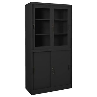 vidaXL Vidaxl - Armario De Oficina Puerta Corredera Acero Antracita 90x40x180cm