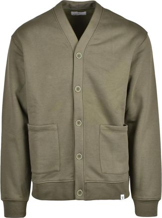WOC Military Green Cotton-Blend Zip Fleece Cardigan