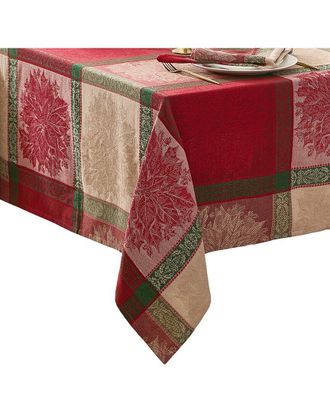 Elrene Prestige Poinsettia Jacquard Rectangle Tablecloth