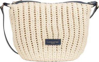 Lancaster Sac Besace Tress&eacute; Coton - Dames - Schoudertassen - Blauw - ONE Size - Katoen - Tassen