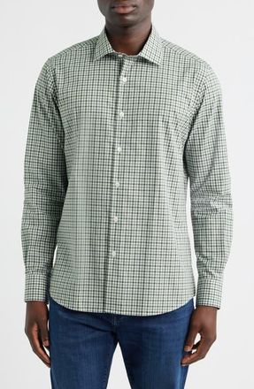 Scott Barber Regular Fit Gingham Cotton Button-Up Shirt in Sage at Nordstrom, Size Xx-Large