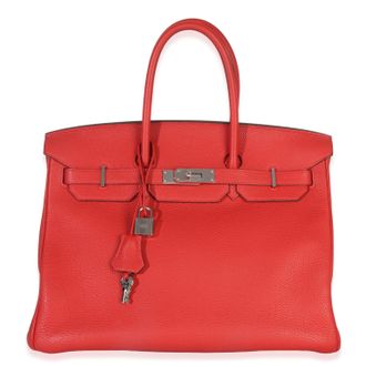 Herm&egrave;s Herm&egrave;s Togo Birkin 35 PHW Rouge Casaque