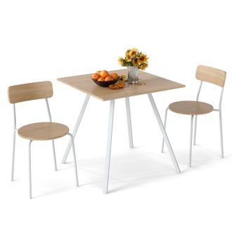 Costway Costway 3-Piece Kitchen Dining Room Furniture Dining Table Set for 2 in White