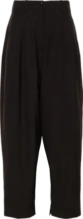 Quira pleated wide-leg trousers - women - Cotton/Virgin Wool/Viscose - 42 - Brown