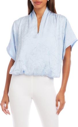 Karen Kane Crushed Satin V-Neck Top in Light Blue at Nordstrom, Size X-Small P