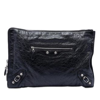 Balenciaga Pre-owned Balenciaga Lambskin Motocross Giant 12 Zip Around Flat Clutch Ladies 733T1KR0J21BRRUL