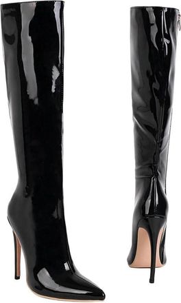 Generic Women Knee High Pu Leather Boots Thin Heel Long Zipper Outdoor Winter Holiday Casual Boot