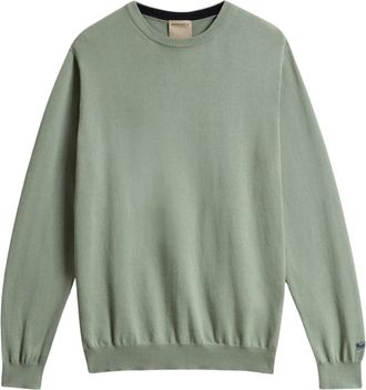 Woolrich Logo Katoenen Crewneck - Heren - Ronde hals truien - Groen - S - Katoen - Truien & Vesten