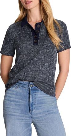 Nic+Zoe Swirl Jacquard Polo Sweater in Indigo Multi at Nordstrom, Size Xx-Large