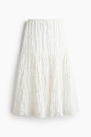 H&M Maxijupe mit Broderie Anglaise - Cremefarben
