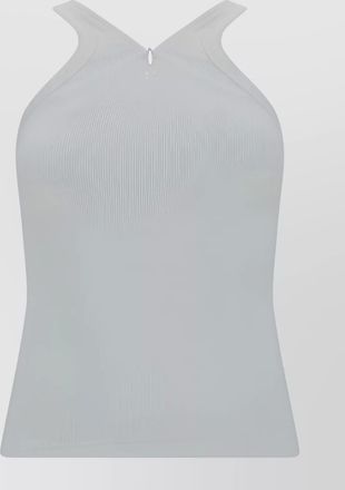 Courr&egrave;ges cotton ribbed logo-embroidered v-neck tank top