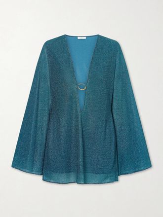 Os&eacute;ree Caftano In Maglia Stretch Metallizzata Con Decorazione Lumi&egrave;re - Blu