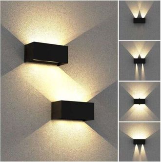 OEM [nunca Usado] Aplique Led De Pared Para Interior Y Exterior De 24 W, Con &Aacute;ngulo De Haz Ajustable, Ip65 Resistente Al Agua, 3000 K Blanco C&aacute;lido/negro,