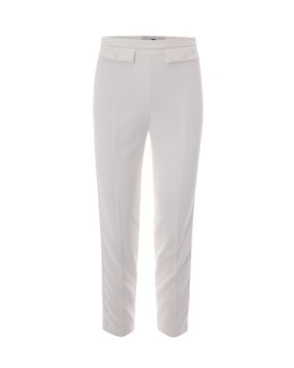 Elisabetta Franchi Lightweight Crepe Trousers with Satin Side Bands