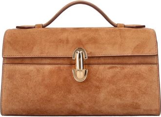 Savette Brown Suede Symmetry Clutch