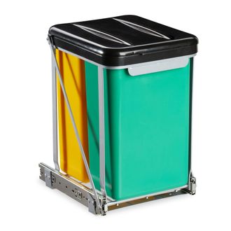 Relaxdays Relaxdays - Cubo De Basura Empotrado 2 Compartimentos, Extensible, Cubo De Cocina, 8 L, Tapa, 39,5x30x25,5 Cm, Negro