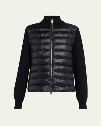 Moncler Padded Wool Zip-Up Cardigan