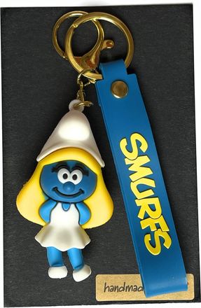 Generic Mollys Charms 3D Keyring and strap - cartoon blue girl smurf - FBM