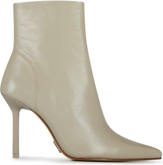 Steve Madden Womens Stiletto Heel Ankle Boots with Almond Toe in Greige Leath - Grey - Size UK 8