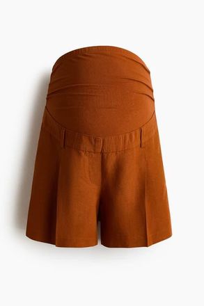 H&M Mama Linen-blend Shorts in Burnt Orange at Nordstrom, Size Xx-Large