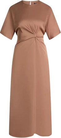 Joop Satijnen Jurk met Gedrapeerd Accent - Dames - Casual kleedjes - Bruin - XS - Satijn - Kleedjes