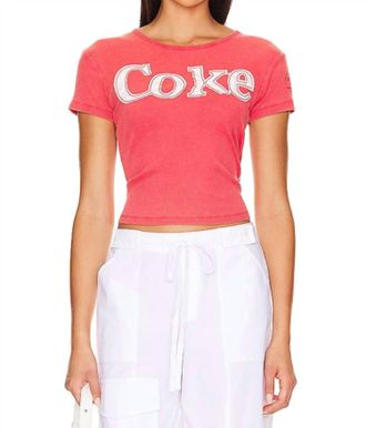 The Laundry Room Coke Patchwork Baby Rib Tee In Red Snow