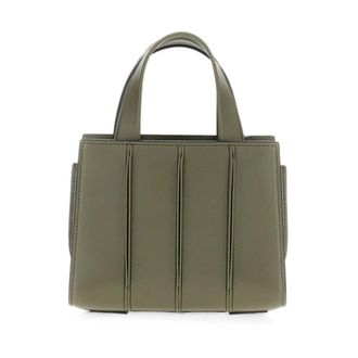 Max Mara Tassen, Dames, Groen, ONE Size, Leer, Leren Clutch Tas met Panelen