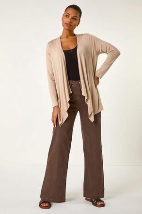 Roman Waterfall Front Jersey Knit Cardigan