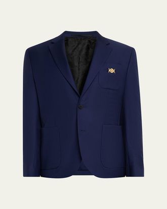 Versace Mens Wool Single-Breasted Blazer