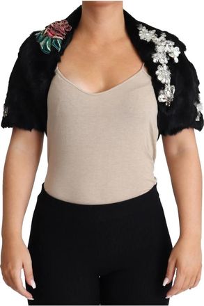 Dolce & Gabbana Cropped Jas - Dames - Zomerjassen - Zwart - 2XS - Leer - Jassen