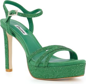 Dune London Womens Ladies Mulberrie - - Diamante Platform Sandals - Green Leather (archived) - Size UK 3
