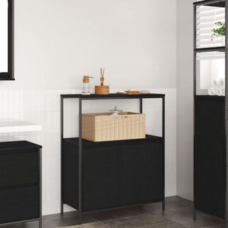 vidaXL Mobile da Bagno con Ripiani Rovere Nero 76,5x35x95 cm - Vidaxl