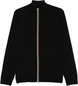 Paul Smith Trui met volledige ritssluiting en opstaande kraag - Heren - Vesten - Blauw - XL - Wol - Truien & Vesten