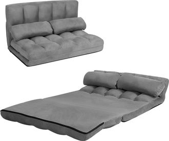 Costway Costway Sof&aacute; De Suelo Regulable, Sof&aacute; Cama Plegable En 6 Posiciones Y Revestimiento Removible, Duradero Y Estable En Ante Con 2 Cojines, Para Dormitor