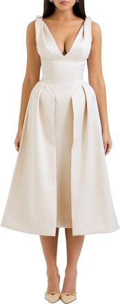 House of CB Paloma Sleeveless Satin Gown in Vintage Cream at Nordstrom, Size X-Large A